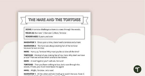 Readers' Theatre Script - Hare and Tortoise teaching resource