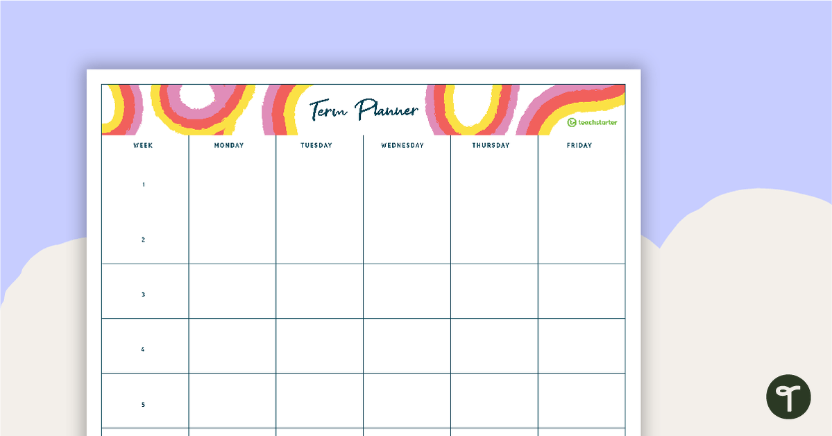 Inspire Printable Teacher Planner - 5, 6, 9, 10, and 11-Week Term Planners teaching resource