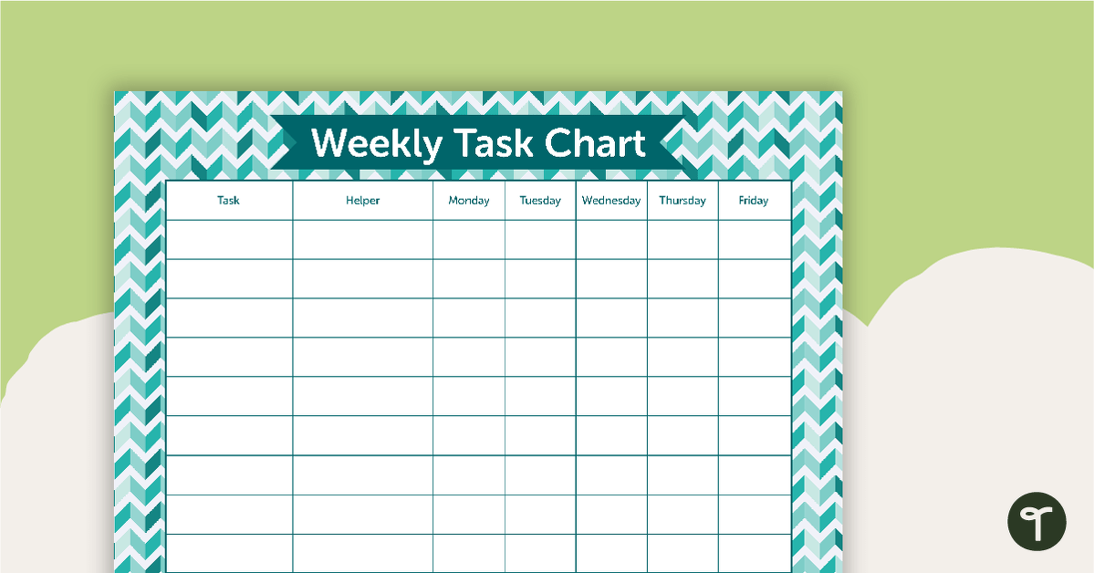 Teal Chevron - Weekly Task Chart teaching resource
