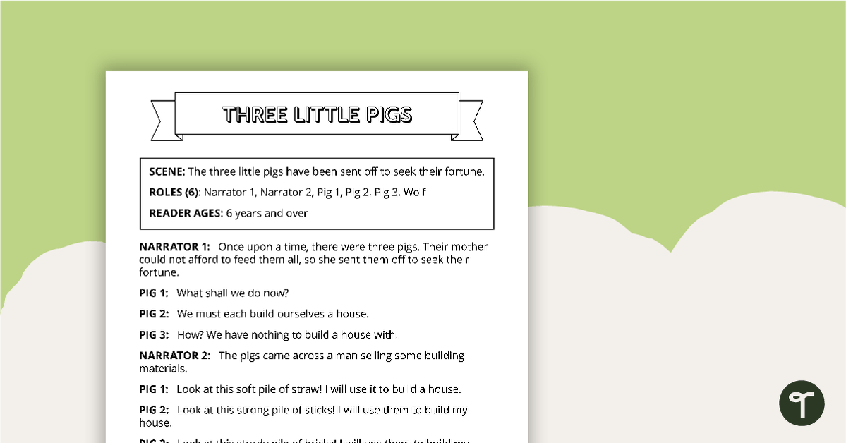 Readers' Theatre Script - Three Little Pigs teaching resource