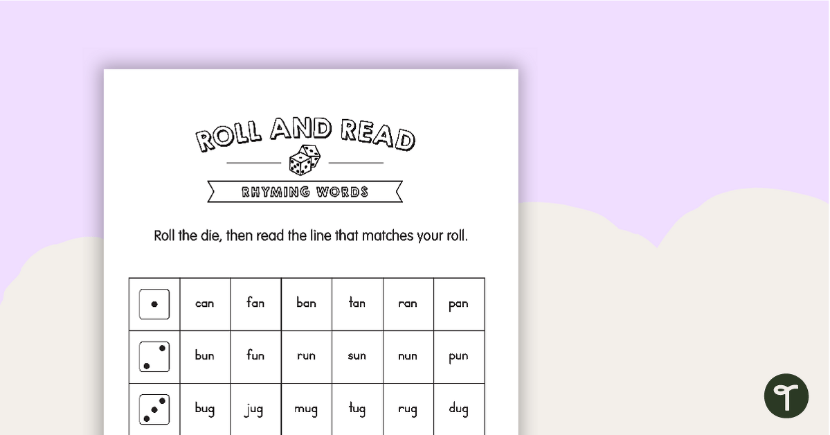 Roll and Read – Rhyming Words teaching resource