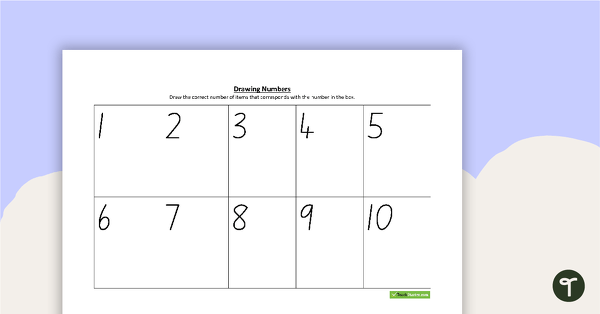 Drawing Numbers Worksheet teaching resource