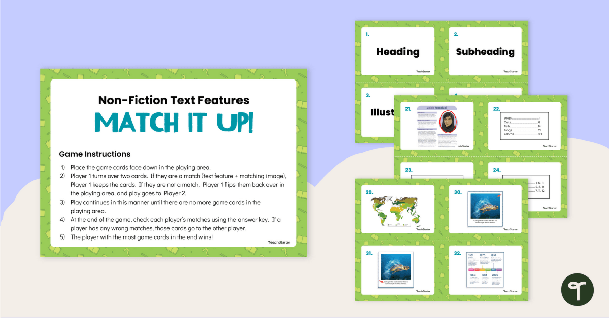 Nonfiction Text Features: Match It Up! teaching resource