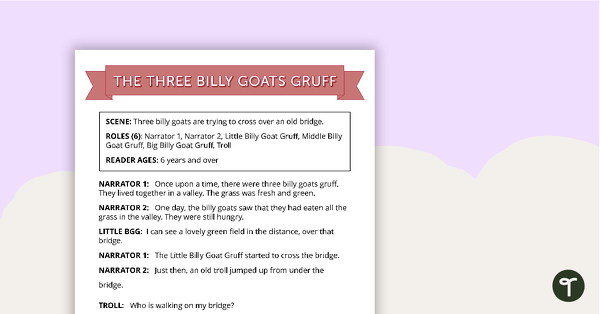Go to Readers' Theatre Script - Three Billy Goats Gruff teaching resource