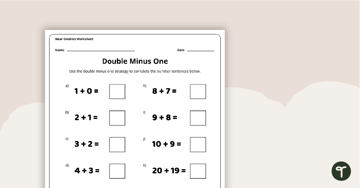 Preview image for Double Minus One - Worksheet - teaching resource