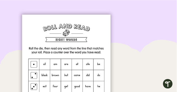 Roll and Read – Sight Words (Version 1) teaching resource