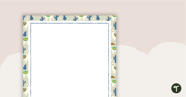 Llama and Cactus - Portrait Page Border teaching resource