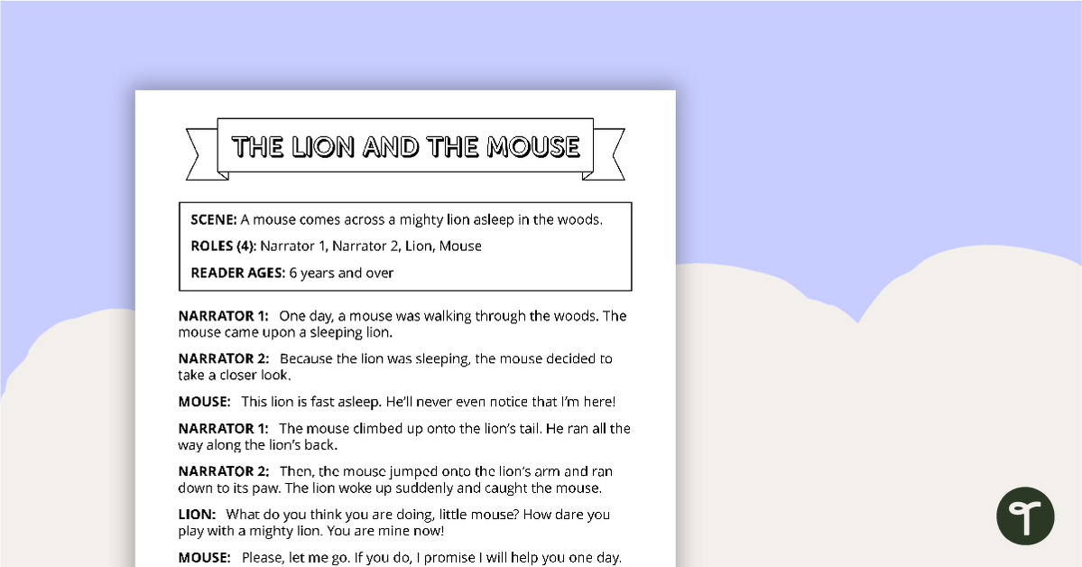 Readers' Theatre Script - Lion and the Mouse teaching resource