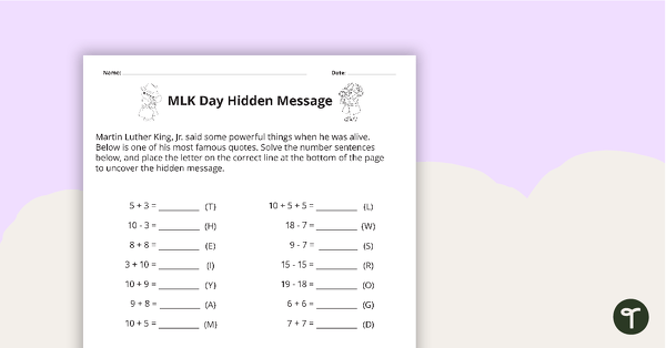 马丁路德•金纪念日隐藏消息——低年级教学资源