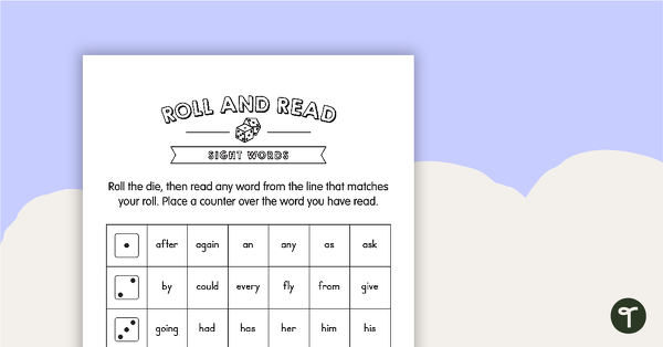 Roll and Read – Sight Words (Version 2) teaching resource