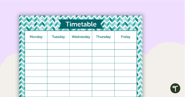 Preview image for Teal Chevron - Weekly Timetable - teaching resource