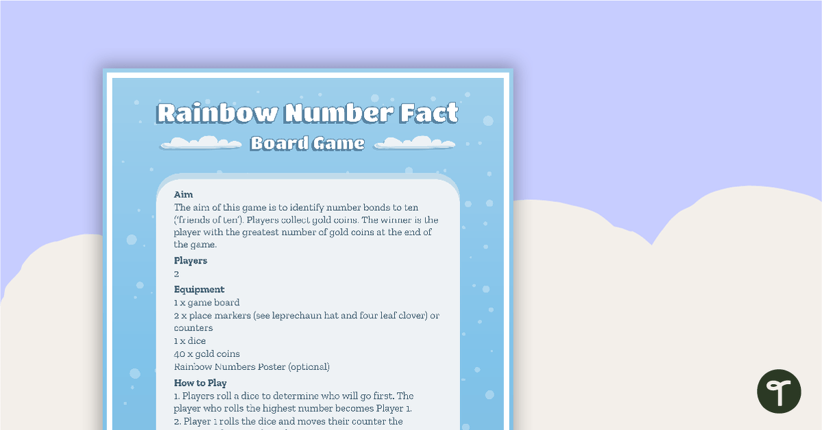 Preview image for Rainbow Number Facts Board Game - teaching resource