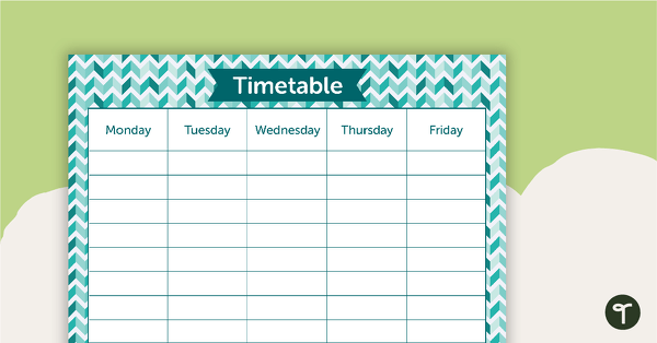 Teal Chevron - Weekly Timetable teaching resource