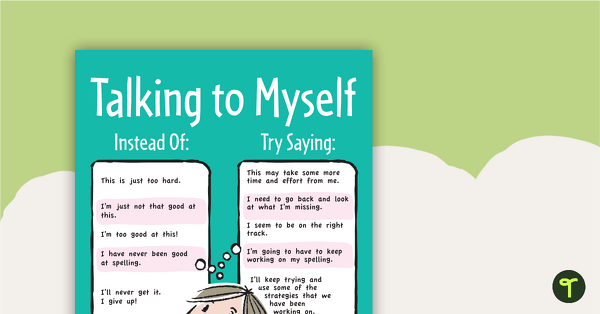 Growth and Fixed Mindset Poster - Talking to Myself teaching resource