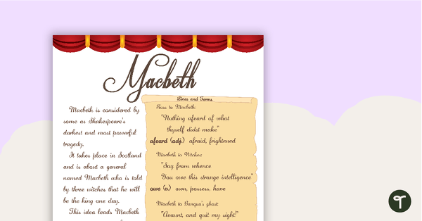 Macbeth - Shakespeare Fact Sheet teaching resource