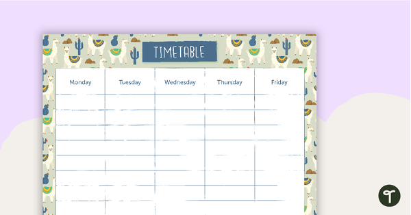 Llama and Cactus - Weekly Timetable teaching resource