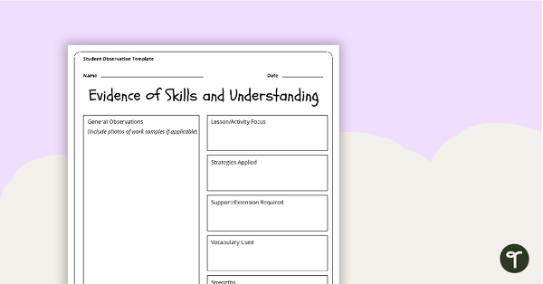 Student Observation Template teaching resource