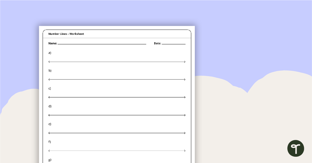 Blank Number Lines Worksheet - Portrait teaching resource