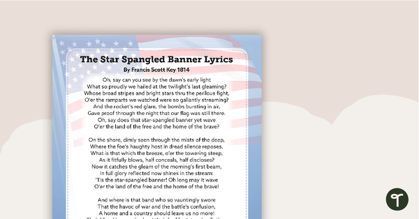 The Star Spangled Banner - National Anthem Poster teaching resource