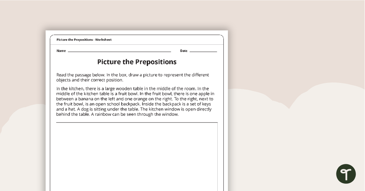 Picture the Preposition Worksheet teaching resource