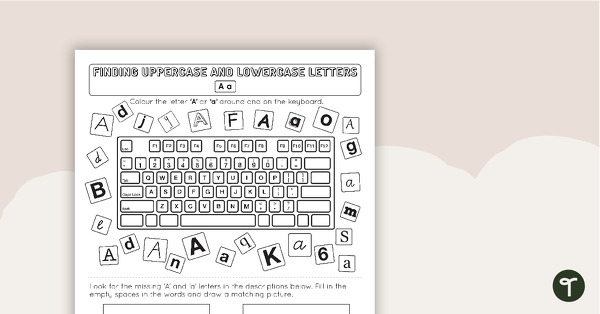 Go to Recognising Uppercase and Lowercase Letters on a Keyboard Worksheet teaching resource