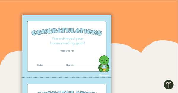 Go to You Have Achieved Your Home Reading Goal! - Certificate teaching resource