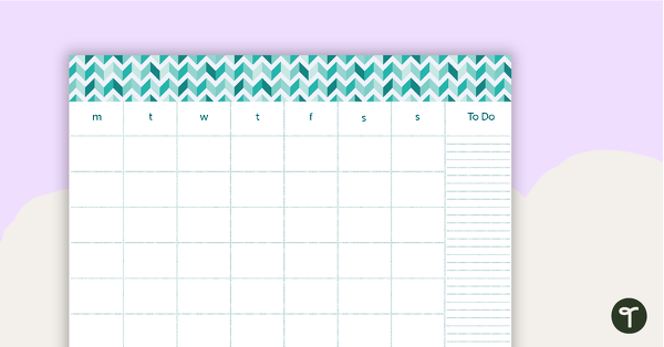 Preview image for Teal Chevron - Monthly Overview - teaching resource
