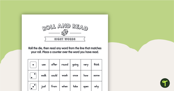 Roll and Read – Sight Words (Version 5) teaching resource
