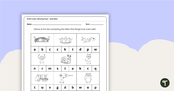 Initial Letter Colouring Worksheet teaching resource