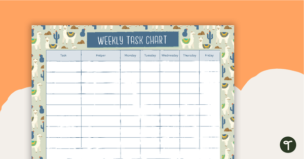 Image of Llama and Cactus - Weekly Task Chart