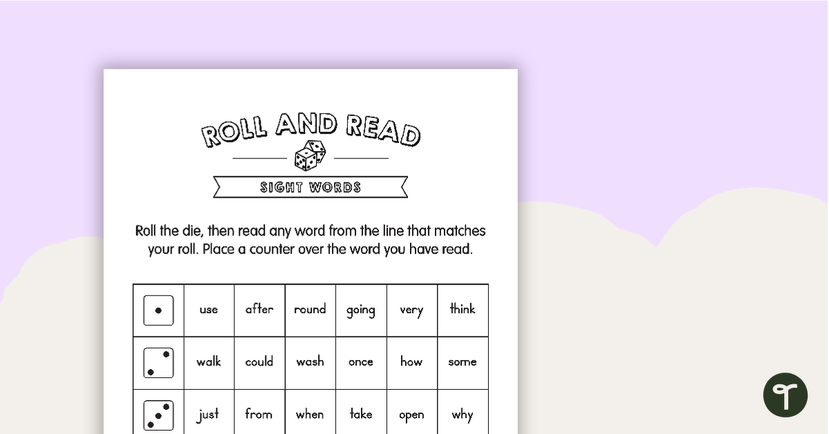 Roll and Read – Sight Words (Version 5) teaching resource