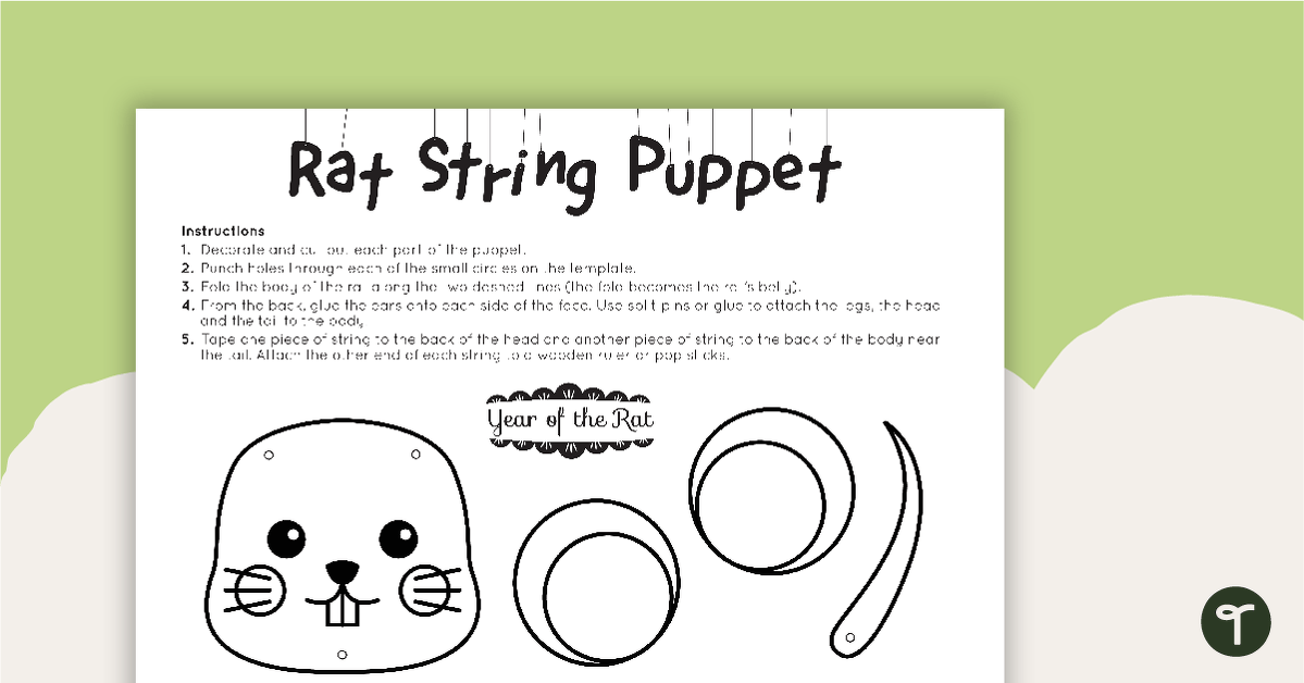 Year of the Rat – String Puppet Craft Template teaching resource