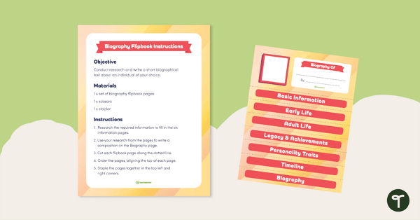 Preview image for Biography Flipbook Template - teaching resource