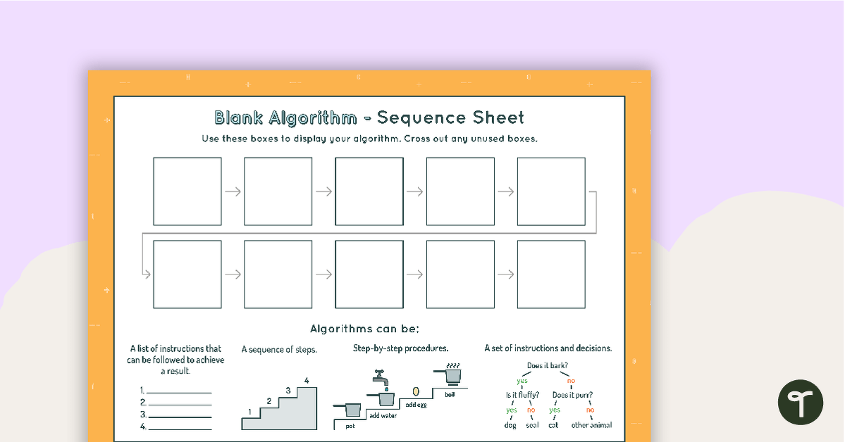 10-Step Algorithm Sequence Sheet - Middle Elementary teaching resource