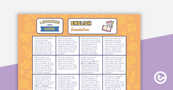 Foundation – Week 4 Learning from Home Activity Grids teaching resource