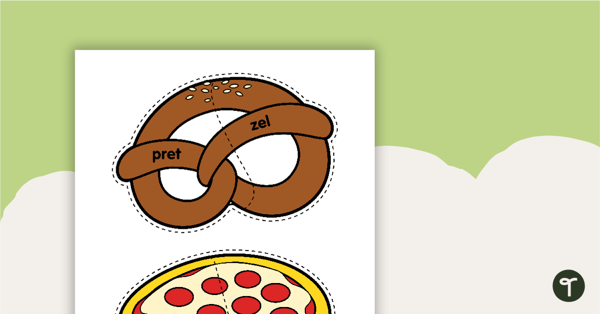 Food-Themed Syllable Puzzle teaching resource