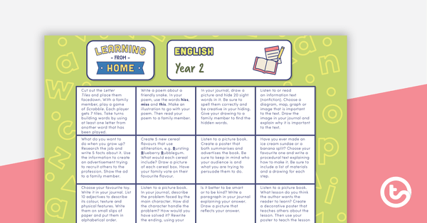 Go to Year 2 – Week 4 Learning from Home Activity Grids teaching resource