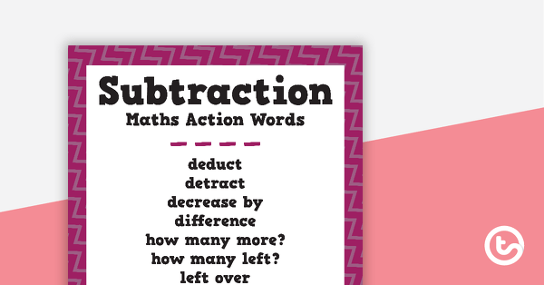 Maths Action Words - Addition, Subtraction, Multiplication, Division ...