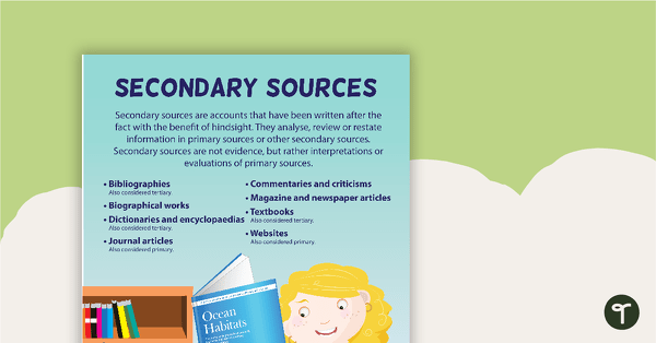 Preview image for Secondary Sources Poster - teaching resource