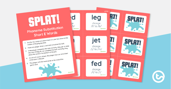 SPLAT! Phoneme Substitution Game - Short E Words teaching resource