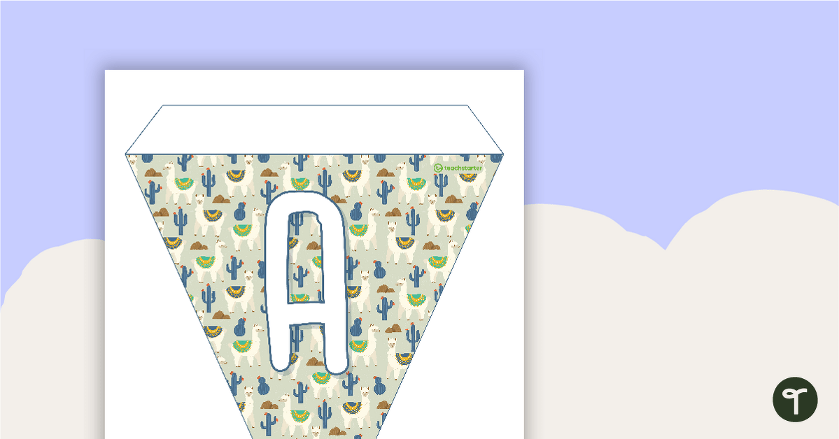 Preview image for Llama and Cactus - Letters and Numbers Pennant Banner - teaching resource