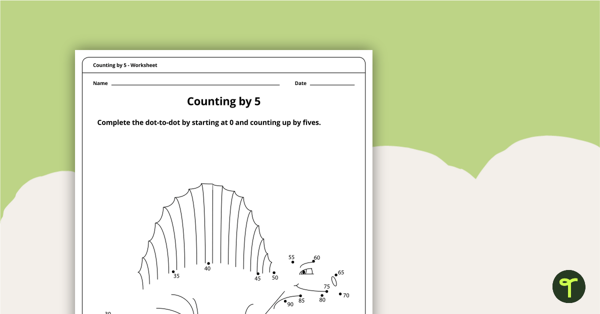 Dot-to-Dot Drawing - Numbers by 5 - Dinosaur teaching resource