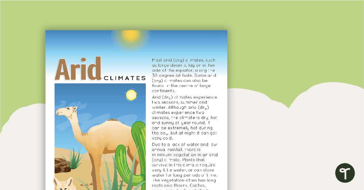 Climate Types of the World Poster - Arid Climates teaching resource