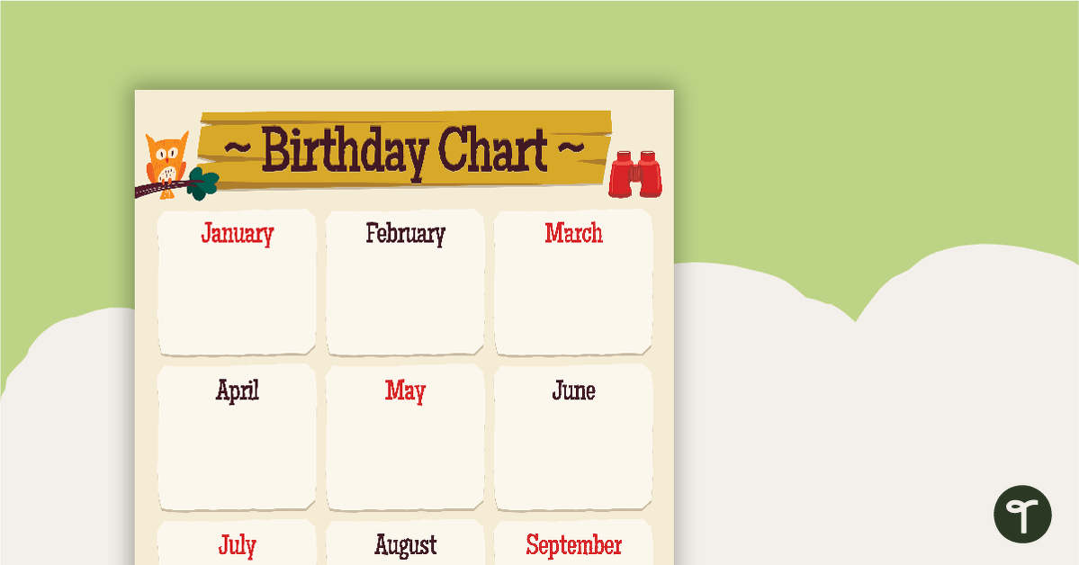 Preview image for Camping - Happy Birthday Chart - teaching resource