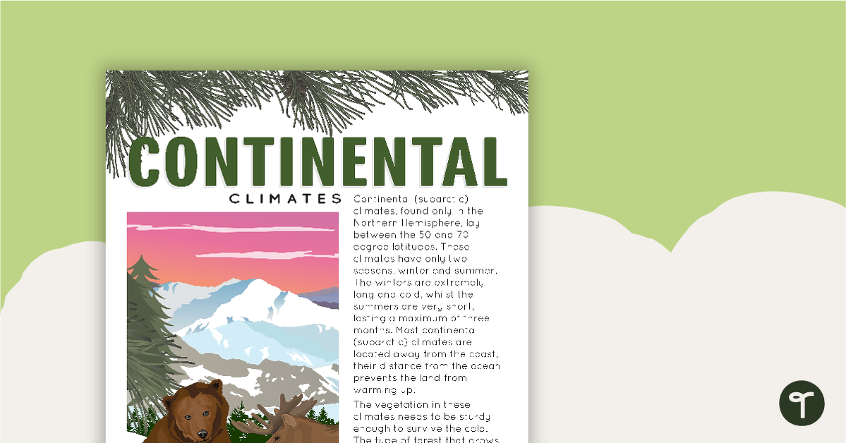 Climate Types of the World Poster - Continental Climates teaching resource