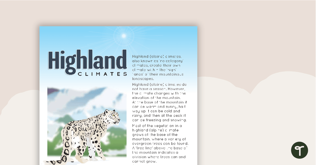 Climate Types of the World Poster - Highland Climates teaching resource