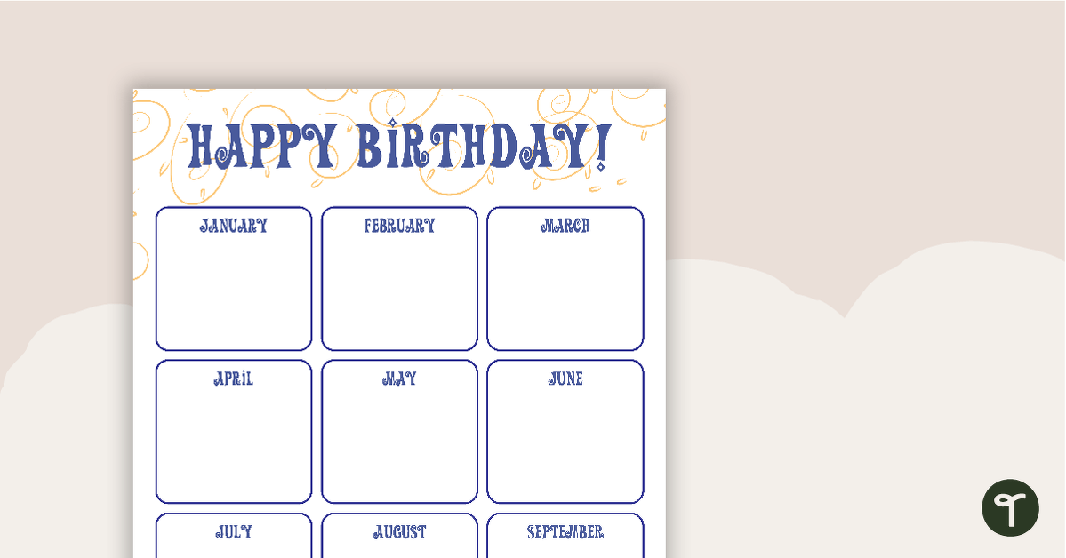 预览图像Giraffes - Happy Birthday Chart - teaching resource