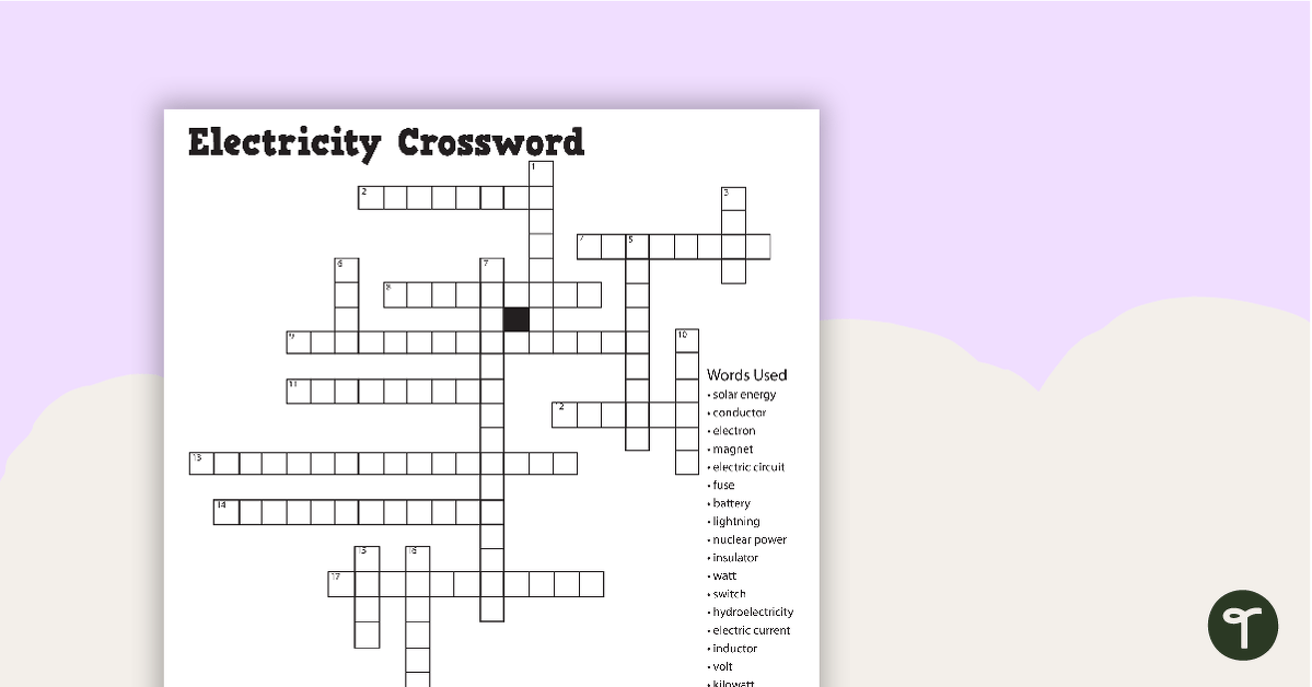 Electricity Crossword teaching resource