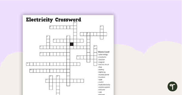 Go to Electricity Crossword teaching resource