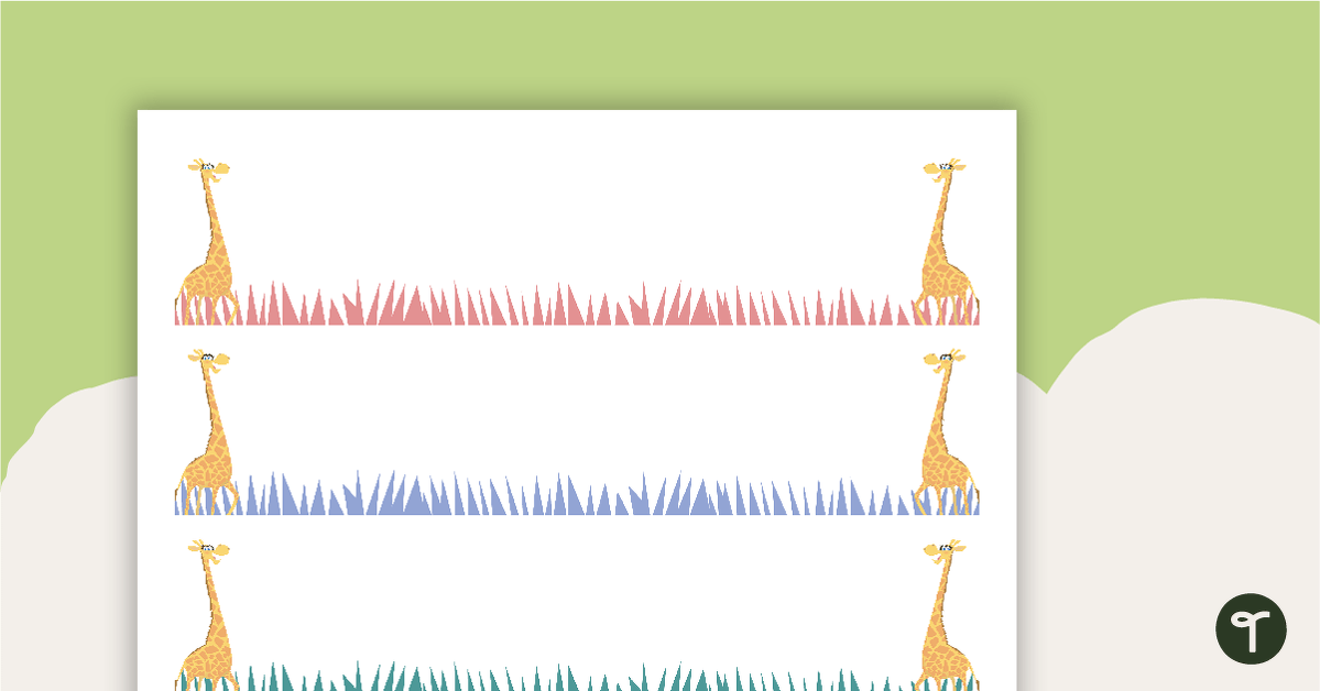 预览图像Giraffes - Tray Labels - teaching resource